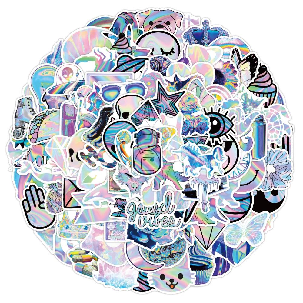 

10/30/50/100 шт. голографические лазерные крутые наклейки граффити водонепроницаемые для ноутбука телефона мотоцикла скейтборда багажа автомоб...