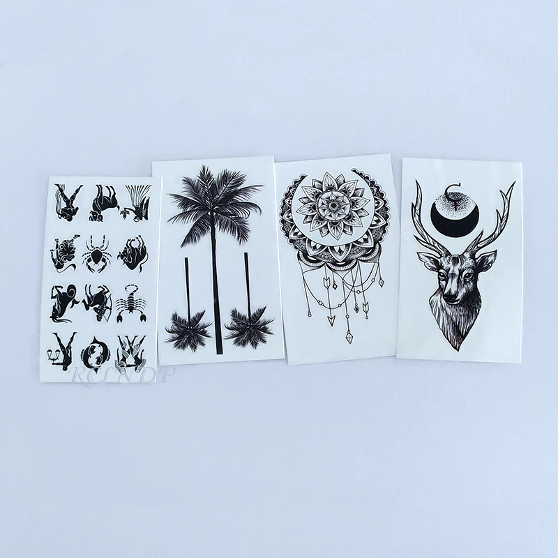 Водостойкая Временная тату-наклейка розовый цветок корона самолет планета