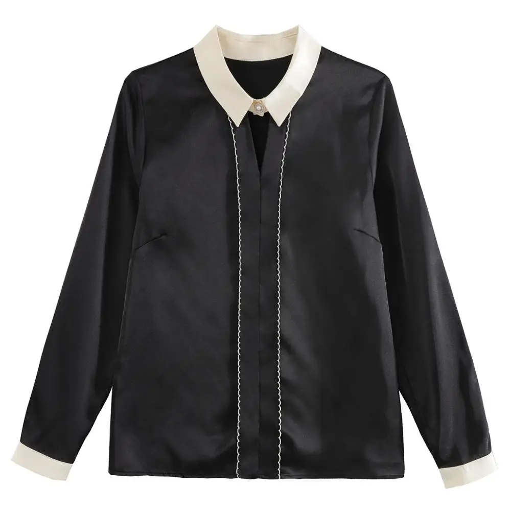 

Blusas Mujer De Moda 2021 Для женщин блузки отложной воротник офис Шифоновая блузка рубашка Для женщин топы Блузка с длинными рукавами Для женщин C475