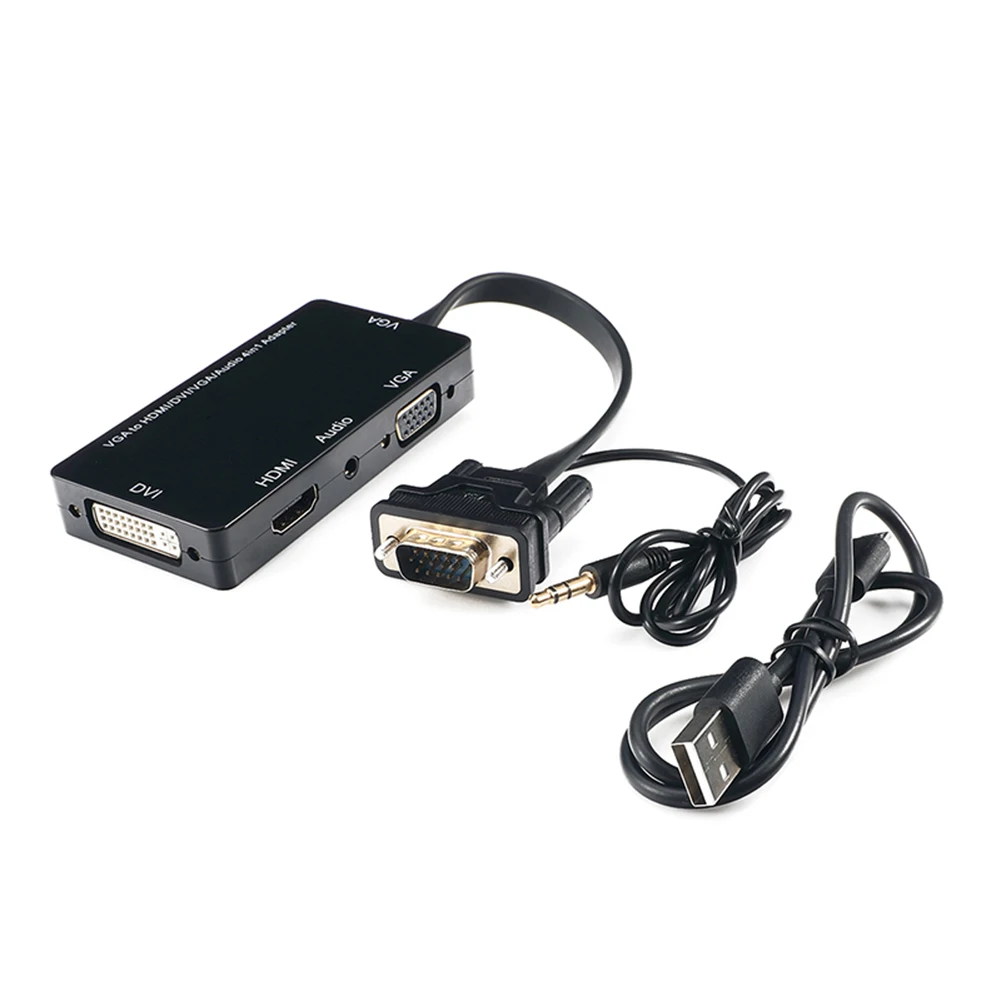 Новый 4 в 1 VGA HDMI DVI переходник аудио Выход конвертер для настольных ПК