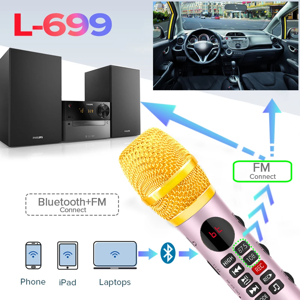 Lewinner L-699 беспроводной микрофон 20 Вт Bluetooth ручной портативный для музыки
