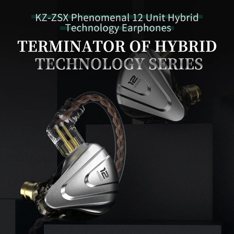 

KZ ZSX Terminator Metal 5BA + 1DD 12-Unit Hybrid In-Ear Earbuds Monitor-Grade HIFI Music Headphones Detachable Cable ZS10PRO DM7