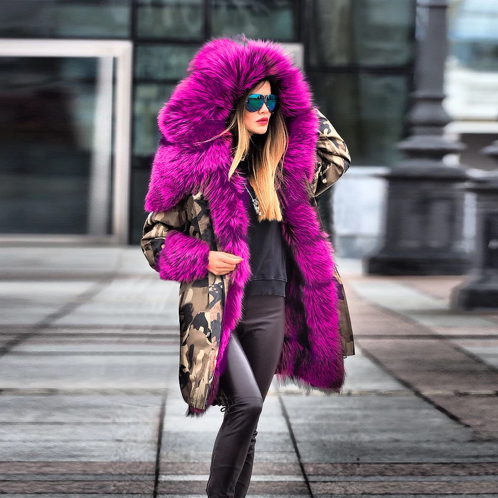 

2020 Winter Elegant Hooded Coat Women Long Parka Coat Fur Collar Hoodies Female Thick Warm Streetwear Of Ladies