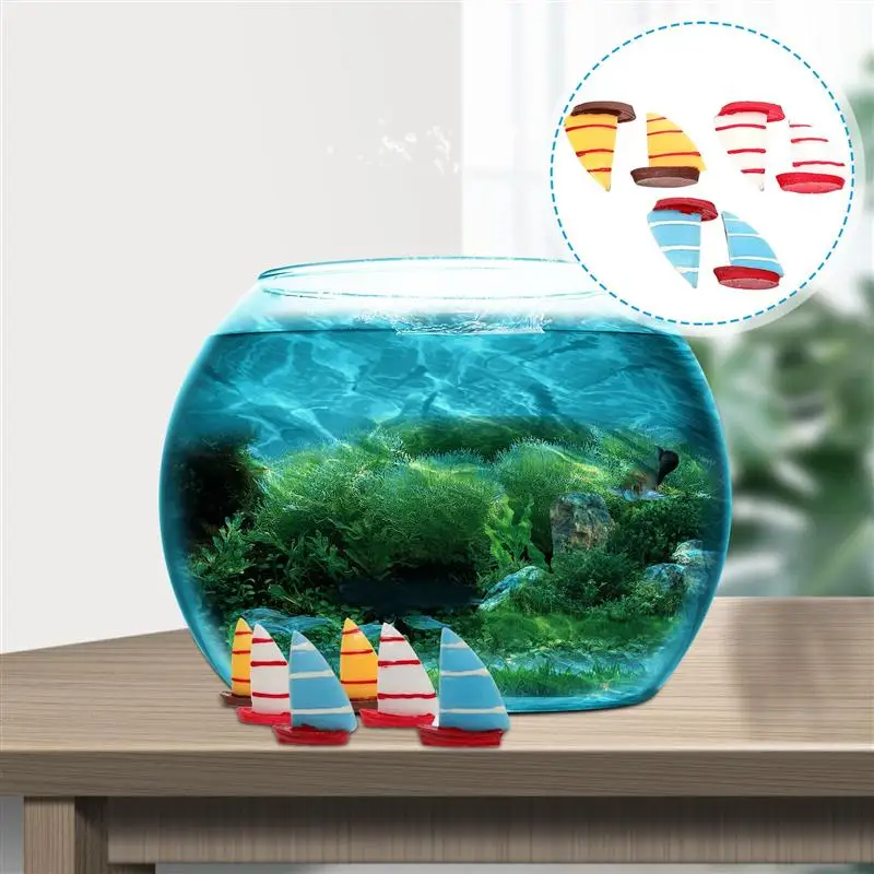 15/30Ps Mini Sailboat Models Realistic Boat Ornament Miniature Scene Decoration Micro Landscape Resin Sailing | Дом и сад