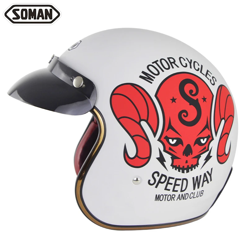 Newest SOMAN Helmet Motorcycle casco moto Retro Helmet Scooter Biker motocross Motorbike Crash casque moto