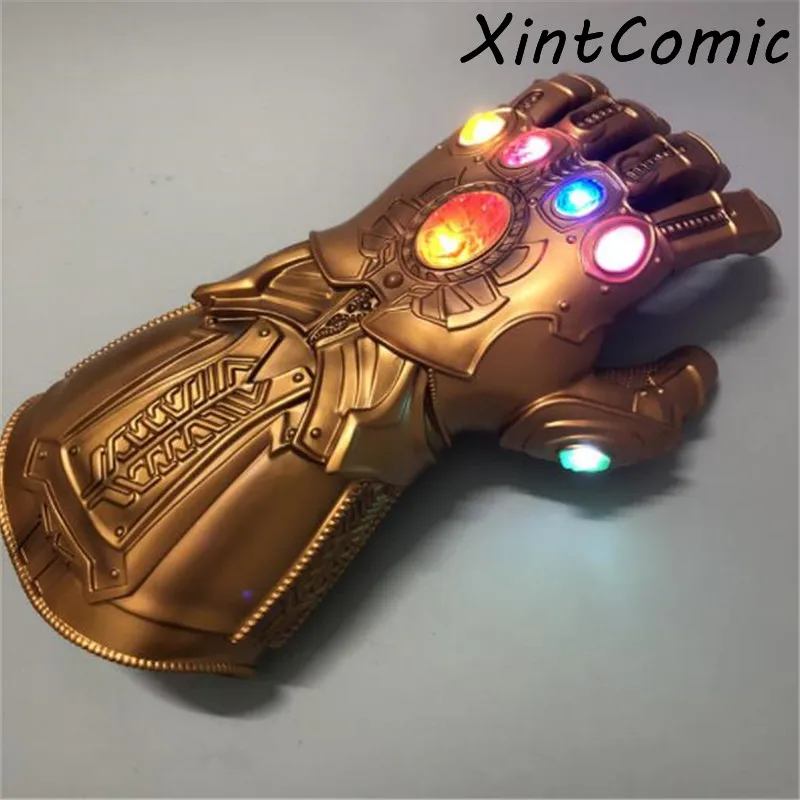 Перчатки Таноса для Avengers Thanos 4 светодиодные перчатки Infinity Gauntlet Stones War Led ПВХ