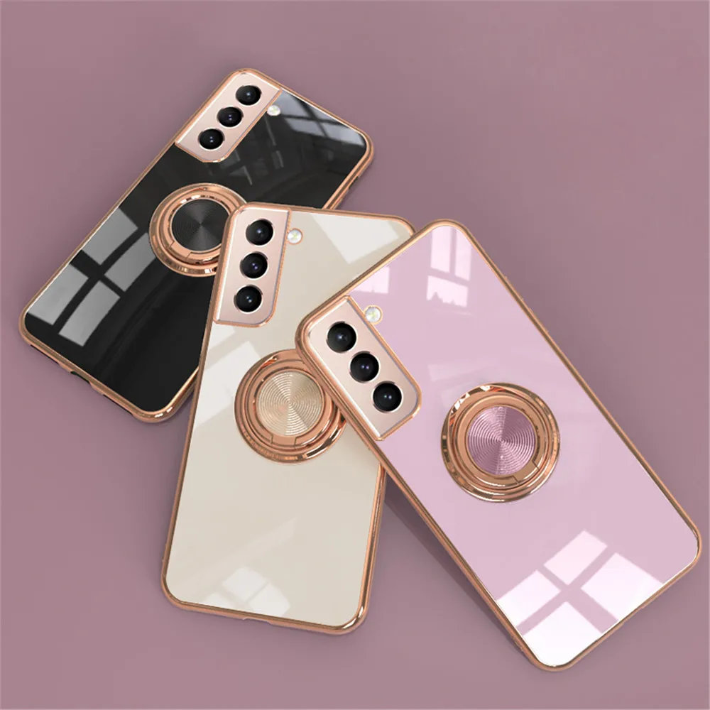 

For Samsung S21 Ultra Plus S 21 S21Ultra Case Luxury Plating Magnetic Ring Soft Cover For Galaxy S21 Ultra Plus S 21 S21Ultra