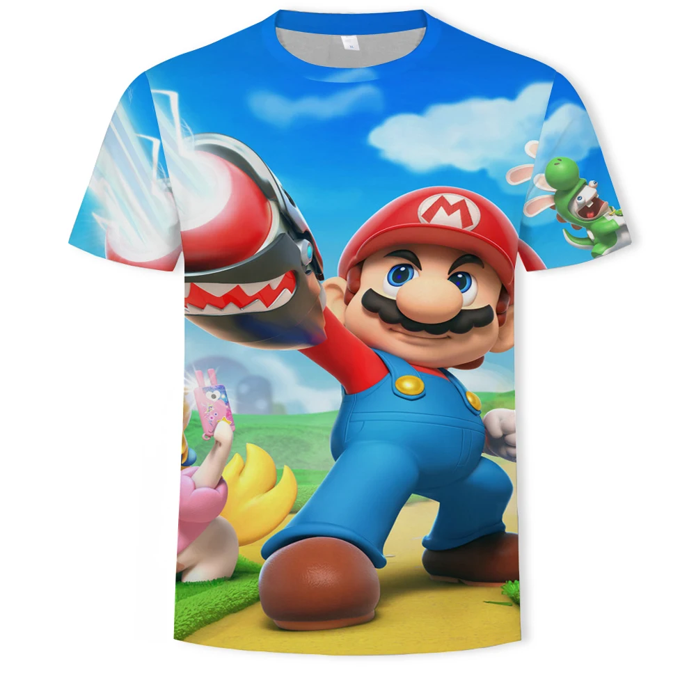 

Parent-child family cartoon game 3D printing men's and women's short-sleeved personality casual daily summer O-neck T-shirt