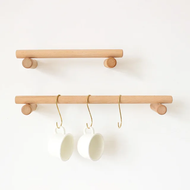 

Japanese Beech Wood Towel Rack Bathroom Towel Bars Kitchen Shelf Rack Wall Mounted Bathroom Towel Rack 35 45 60cm
