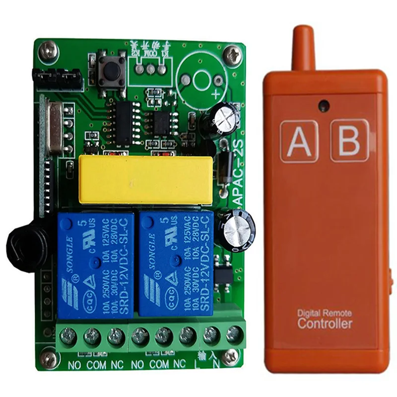 

433MHz AC 220V 2CH rf Remote Control Switch Wireless Relay Receiver Controller usb Rechargeable for Garage\ Door\ LED\ Bulb