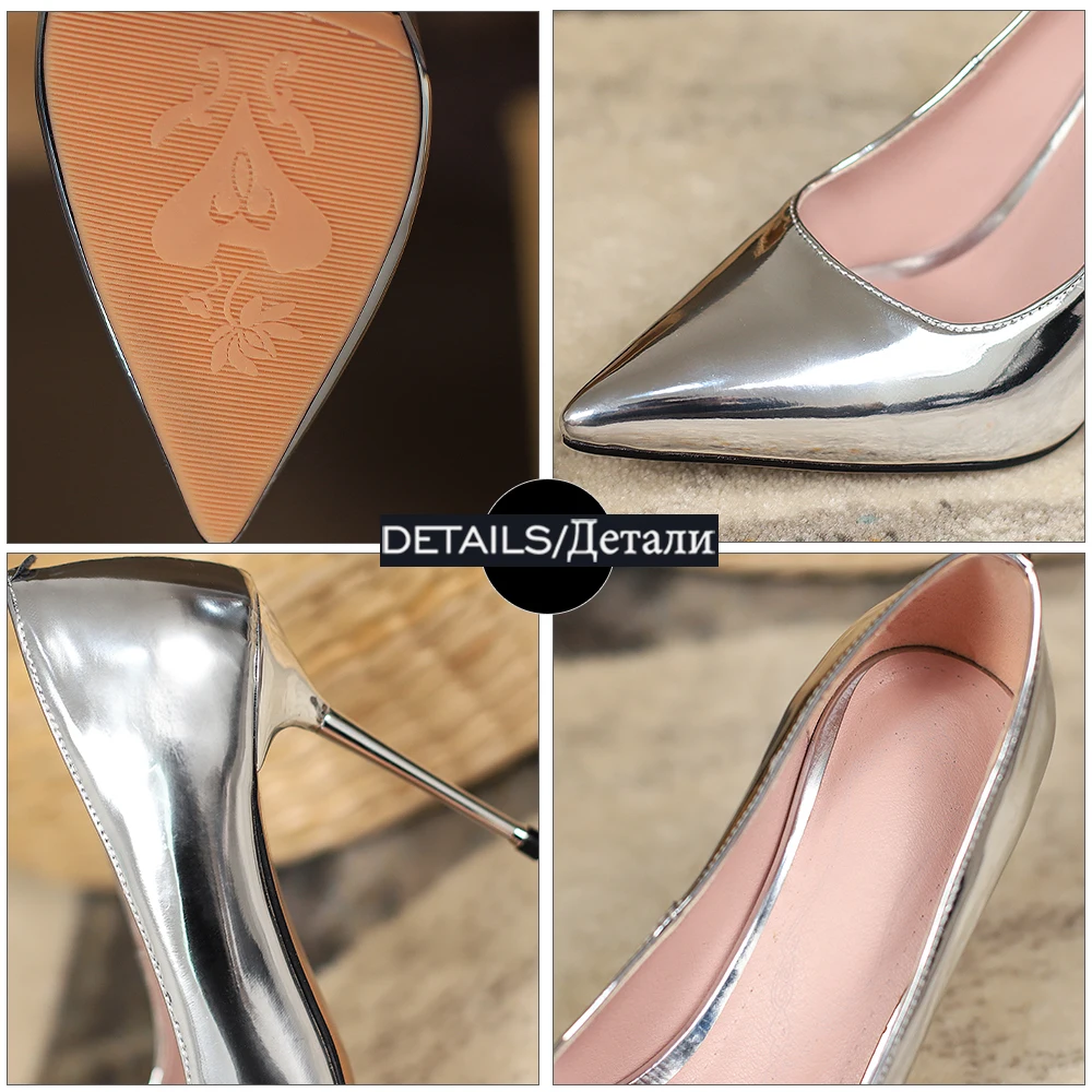 

WETKISS Women Pumps Ladies Pointed Toe Casual Shoes Stiletto High Heels Wedding Sexy Pump Shiny Party Dress Shoes Plus Size 46