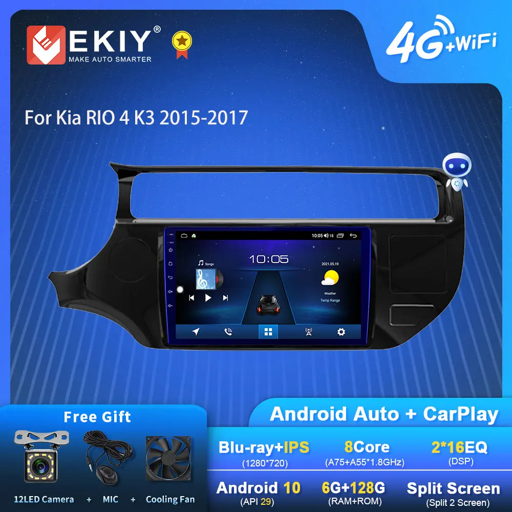 

EKIY S7T Android 10 Car Radio For Kia RIO 4 K3 2015-2017 Navi GPS 1280*720 IPS Carplay Multimedia Player Head Unit Tape Recorder