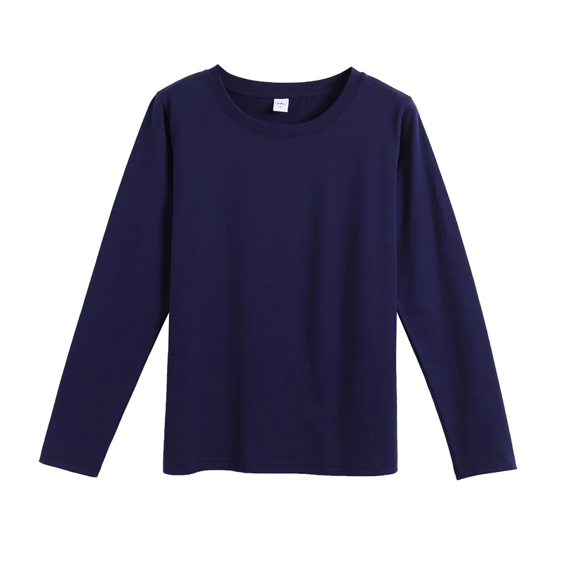 Navy Blue YSK249 GIGOGOU, Женская Базовая футболка с длинным рукавом, осень-весна, 95% хлопок, футболка, S-3XL, однотонный топ, футболки, мягкая футболка Harajuku - Цвет: Navy Blue YSK249