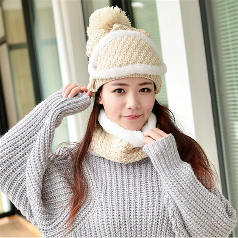 Новинка зимний толстый шарф шапка комплект теплые маски три комплекта Осень-зима