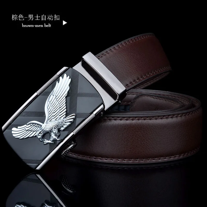 Men's leather belt, eagle style automatic buckle belt, Korean fashion business men's belt
