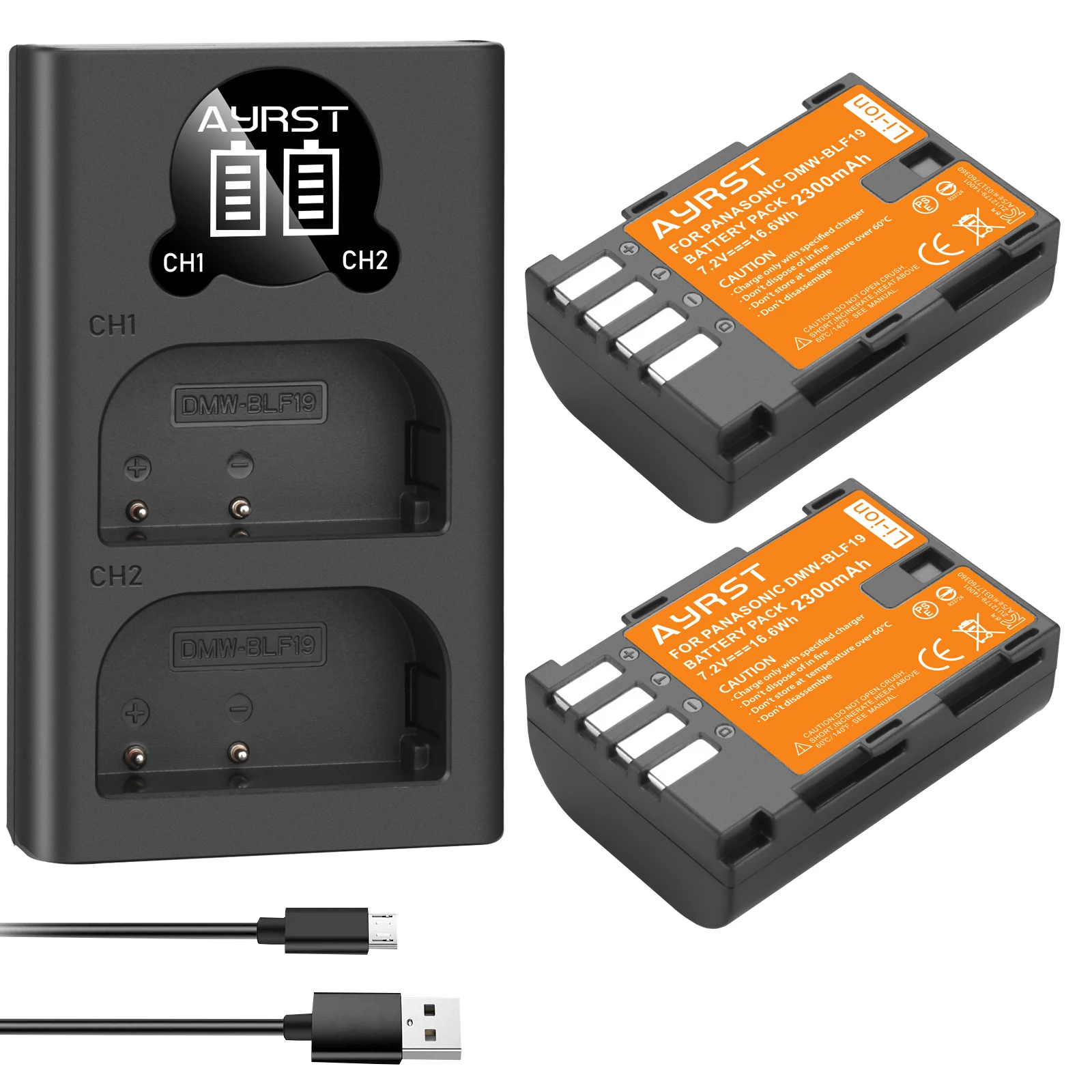 Аккумулятор для фотоаппарата 2x2300 мА · ч DMW-BLF19E DMW-BLF19 DMW BLF19 BLF19E + двойное зарядное