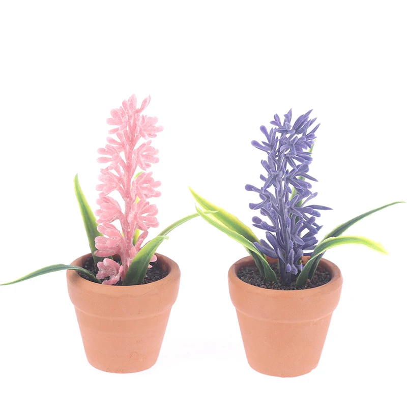 

1:12 Dollhouse Miniature Mini Lavender Green Plant In Pot Model Furniture Doll House Decoration