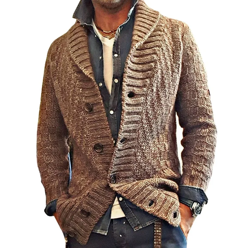 Men's Sweaters Coats Autumn Winter Long Sleeved Cardigan Sweater Thickened Solid Color Lapel Coat  Fashion Mens Clothes