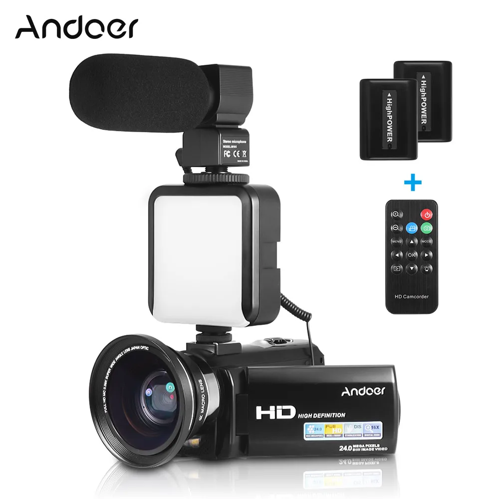 

Andoer HDV-201LM 1080P FHD Цифровая видеокамера DV рекордер 24MP 16X цифровой зум 3,0 дюймовый ЖК-экран