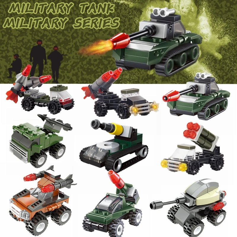 WW2 Блокировка милитарис Танк Блоки пушки миномет пусковая установка машина