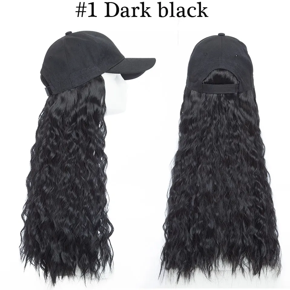 SNOILITE 18inch Long Wavy hair extension with black cap Synthetic extension hair for Girls Party new style intergrate cap hair