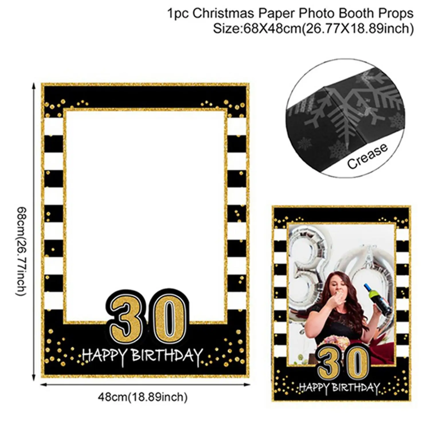 Photo Frame 30 QIFU, черные, золотые шары, 30 лет, декоративные, вечерние, 30 лет, с днем рождения, вечерние, 30 лет, для взрослых - Цвет: Photo Frame 30