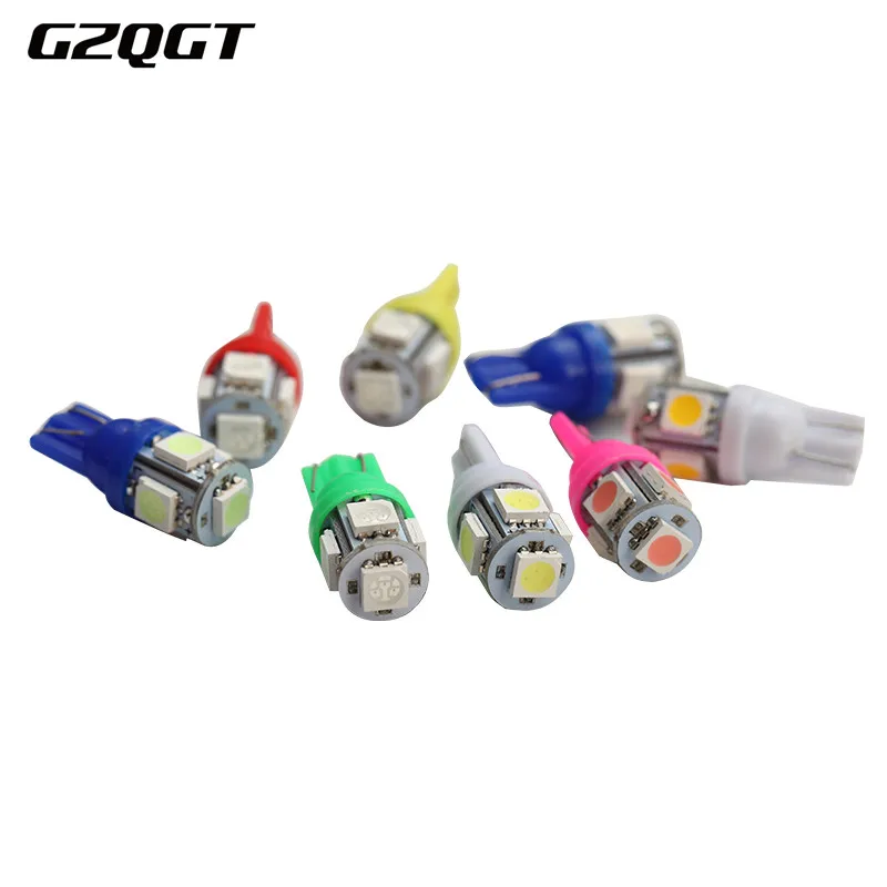 

10 шт. белый красные, синие T10 W5W 5050 5SMD Автомобильный светодиодный Клин светильник 168 194 192 AC/DC 12V номерной знак лампы маркер светильник чтение ку...