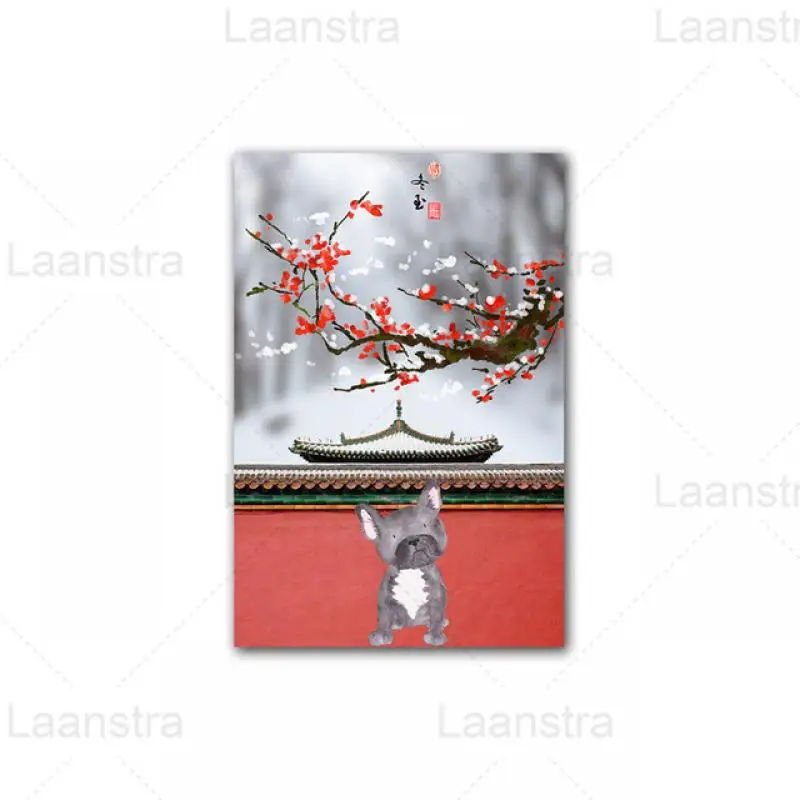 

Modern Home Decoration Chinese Red Palace Wall Winter Snow Plum Blossom Canvas Painting Poster HD Print Living Room Wall Art