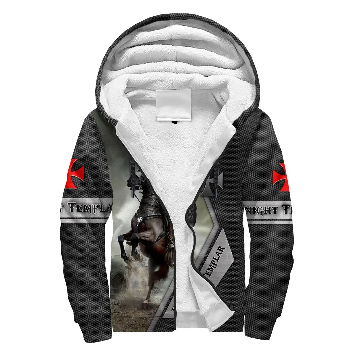 Зимняя толстовка унисекс на молнии с 3D-принтом лошади/дракона/черепа