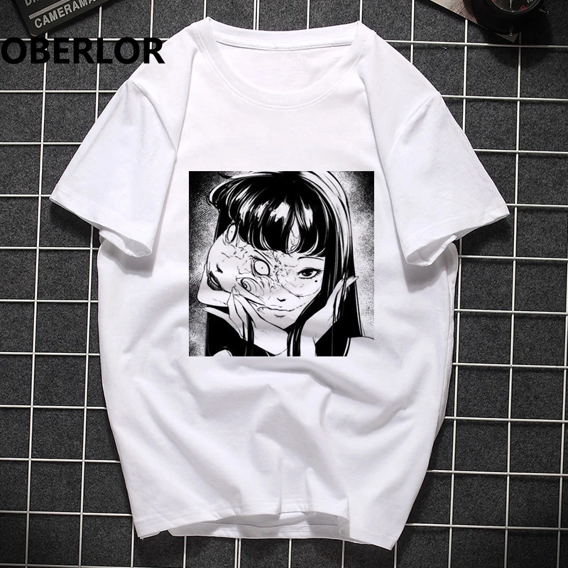Мужская одежда 2020 футболка с принтом Junji Ito уличная в стиле Харадзюку короткими