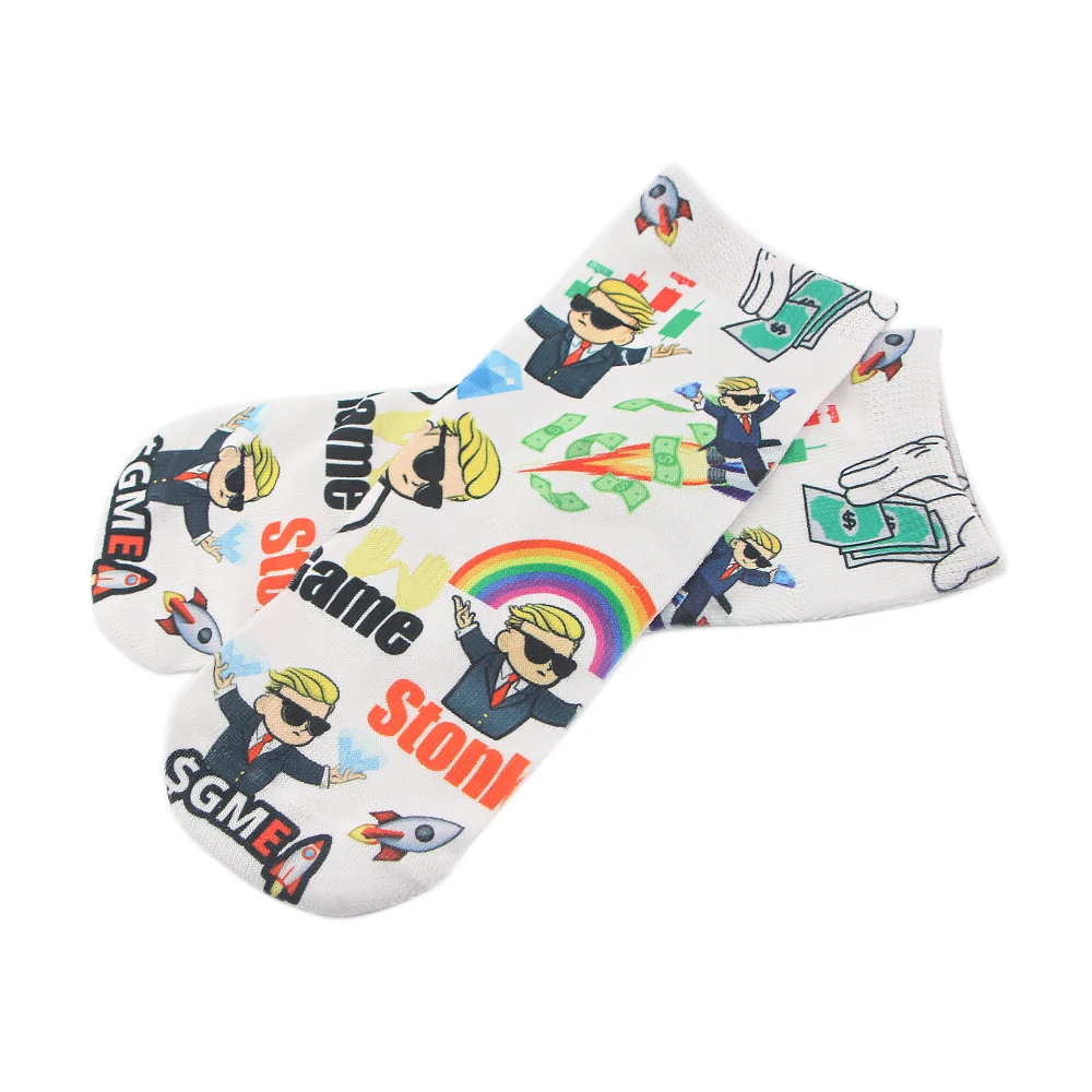 

MD527 DMLSKY Funny Man Socks Women Men Fashion 3D Printed Cotton Socks Cartoon Socks Novelty Short Socks