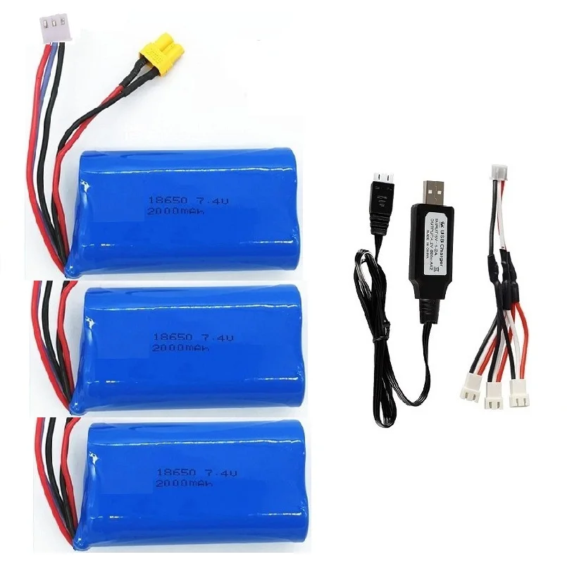 

7.4V 2000mAh Li-ion rechargable battery XT30 for HUINA 1580 1583 580 550 582 1/14 23 Channel RC Electric Construction Excavator