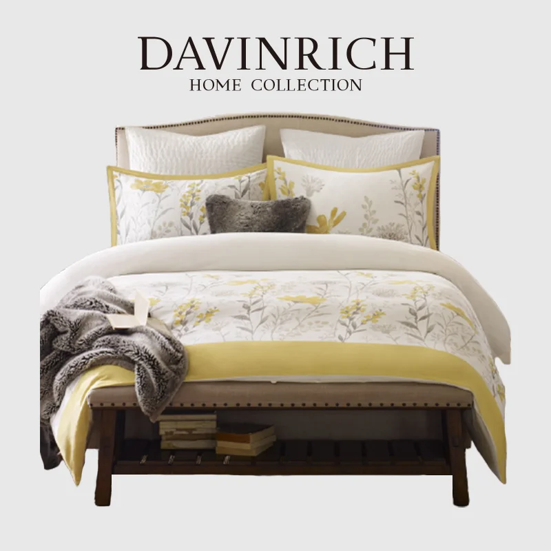 

Цветочное постельное белье DAVINRICH, комплект с пододеяльником, белым, желтым лугом, растениями, цветочным принтом, ботанический Комплект пост...