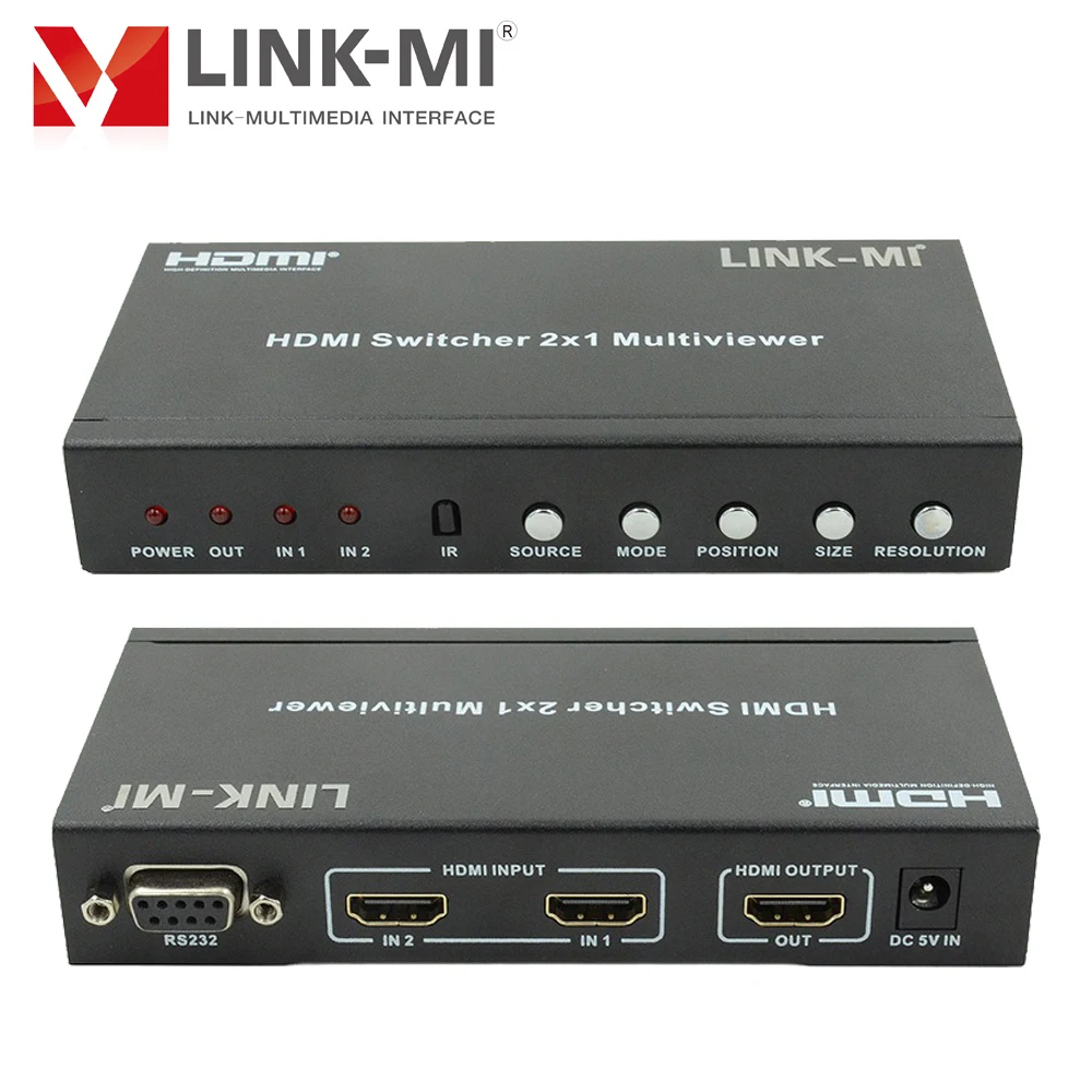 LINK-MI 2x1 мультизритель поддержка 4 Дисплей режимов HDMI 2 в 1 из коммутатор 1080P RS232