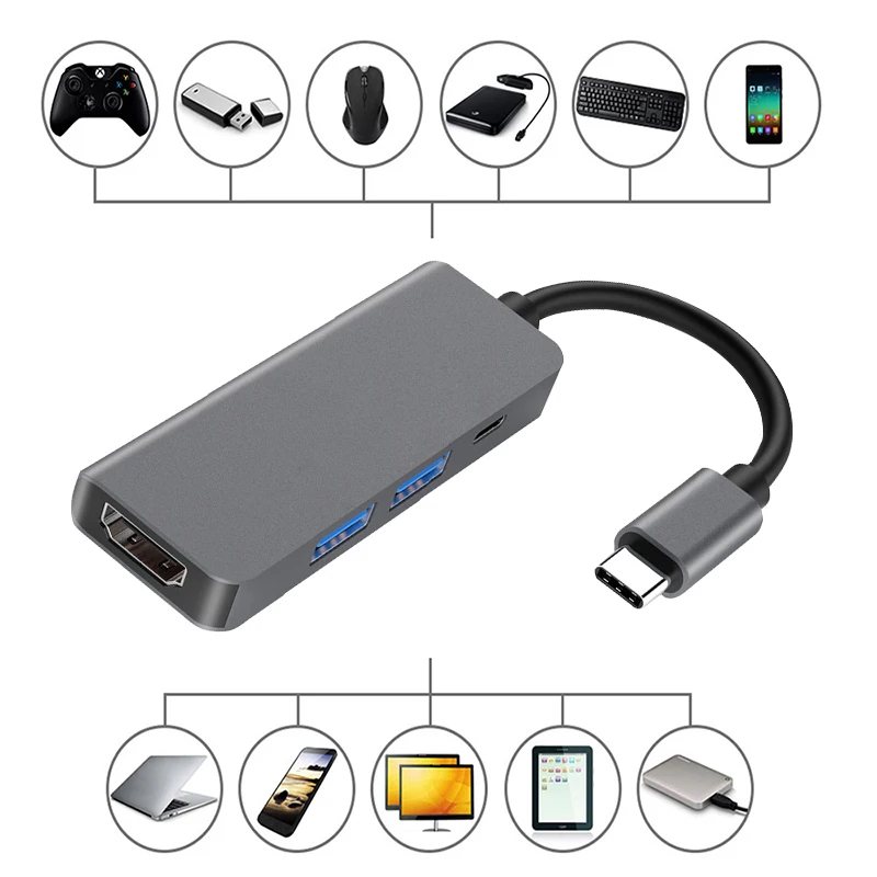 Концентратор 4 в 1 USB 3 0 HDNI 4K 5 Гбит/с кардридер SD/TF зарядка PD для ноутбука планшета