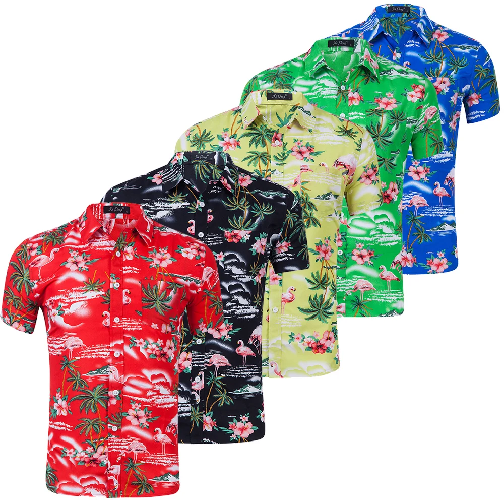Мужская гавайская рубашка 2019 летняя новая повседневная приталенная Camisa Masculina