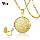 Женское Ожерелье Vnox, медальон с цветочной текстурой, из нержавеющей стали, золотого цвета