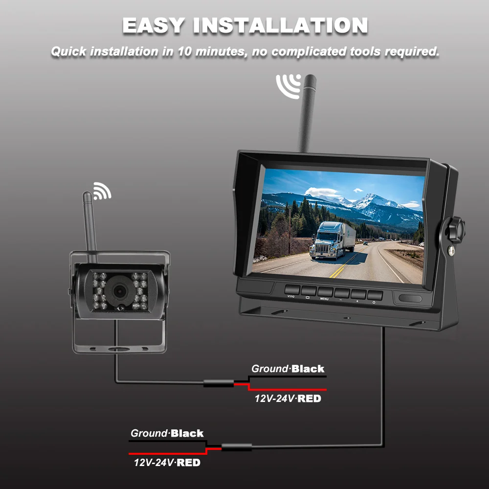 $67.57 7 Inch  Car Monitor Wireless Truck Backup Rear View Display and Wifi Reverse Backup Camera for Car RV Bus TV Display Screen