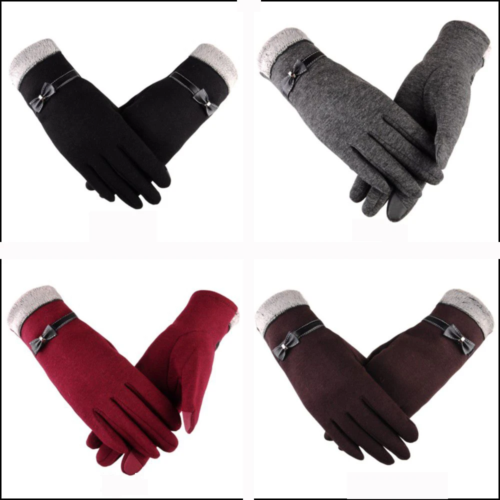 

Модные Зимние флисовые перчатки, женские теплые перчатки без флиса для сенсорного экрана, маленькие перчатки для сенсорного экрана