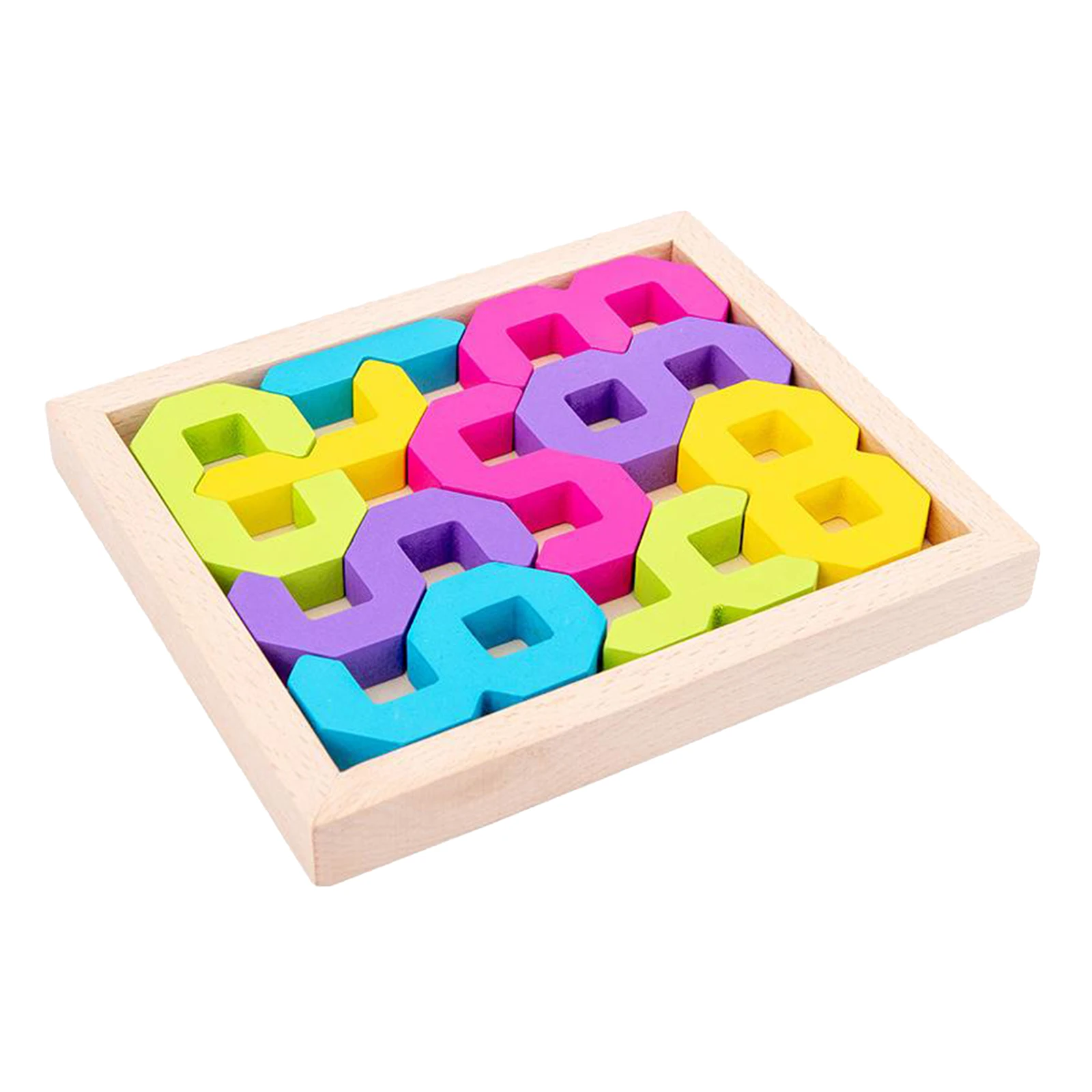 

Wooden Number Puzzle Blocks Toys for Toddlers Digital Shape Game for Age 1 2 3 Year Olds, Early Education Math Block Learning
