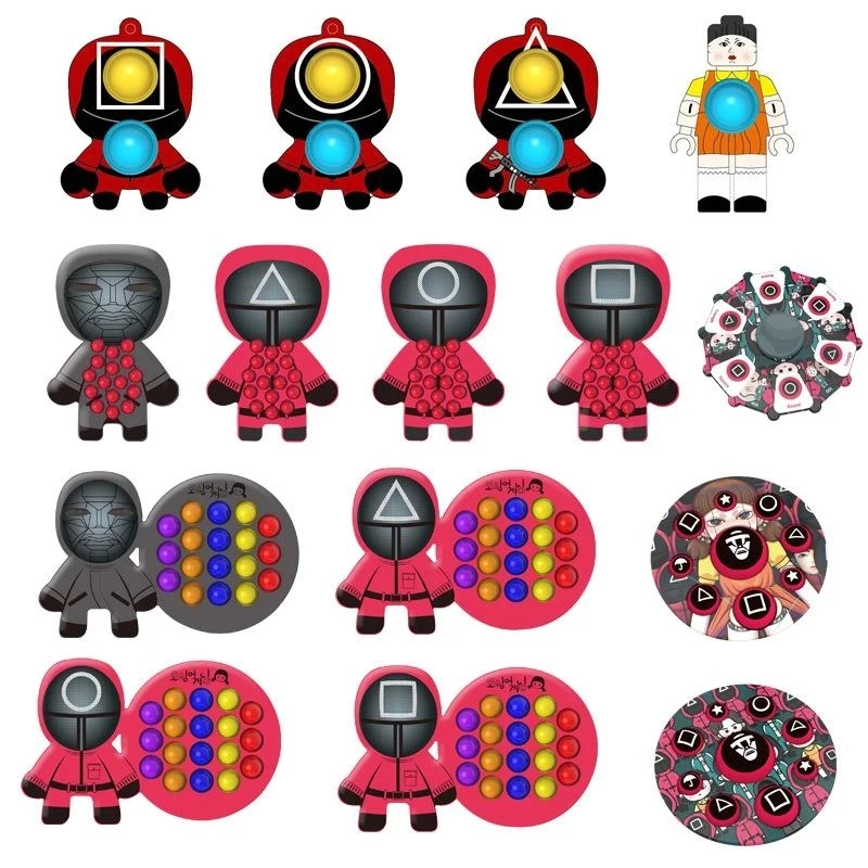 

New Pop It Stress Relief Squeeze Toys Squid Game Fun Desktop Play Dimple Game Fidget Korean Vent Silica Gel Simple Large Suit