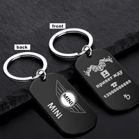 customizable name phone number car logo keychain personality anti lost nameplate key case pendant decorative accessories