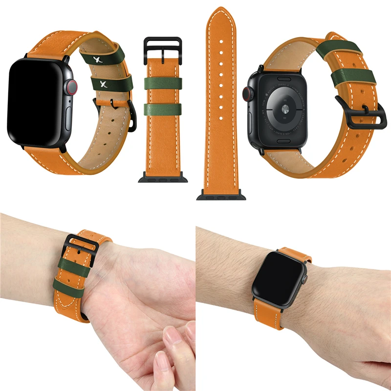 Одиночный Тур кожаный ремешок для Apple watch band 5 4 44 мм 40 мм correa 42 мм 38 мм ремешок для часов Iwatch series 5 4 3 2 Аксессуары для часов