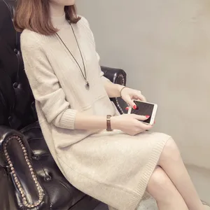 Женский вязаный свитер, пуловер, новинка, осенне-зимняя одежда, водолазка с длинным рукавом, джемпер средней длины, свитер, женские топы