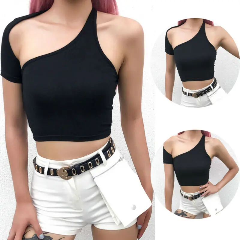 

Женская блузка на одно плечо, с асимметричным рукавом