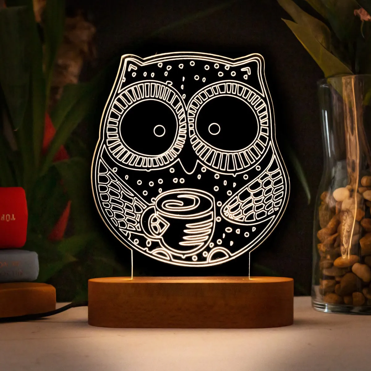 3D Led Lamp With Ethnic Owl Design Decoration Home And Office Decor Gift