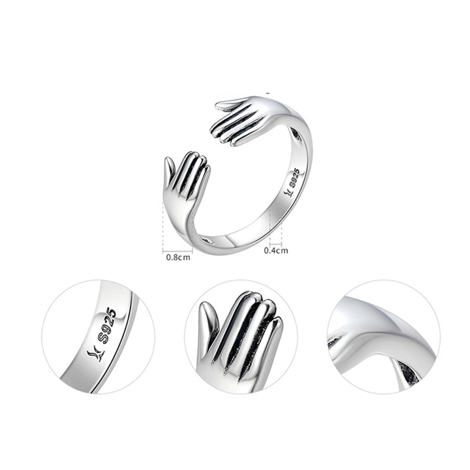 Женские регулируемые Открытые Кольца из стерлингового серебра двухслойные