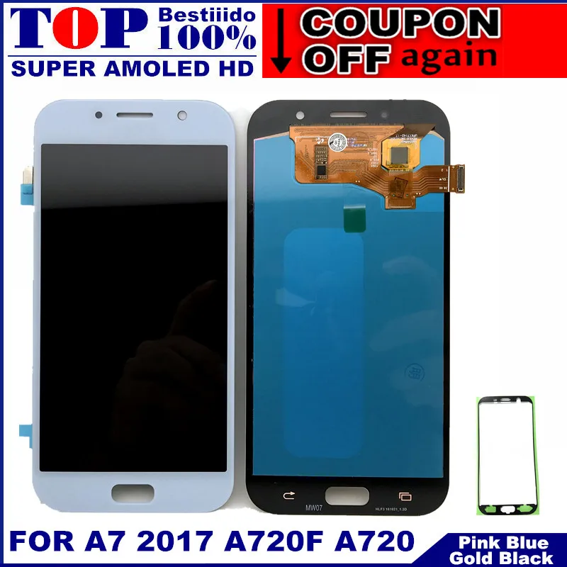 Сменный ЖК-дисплей для телефонов Samsung Galaxy A7 2017 A720 A720F A720M Super AMOLED кодирующий