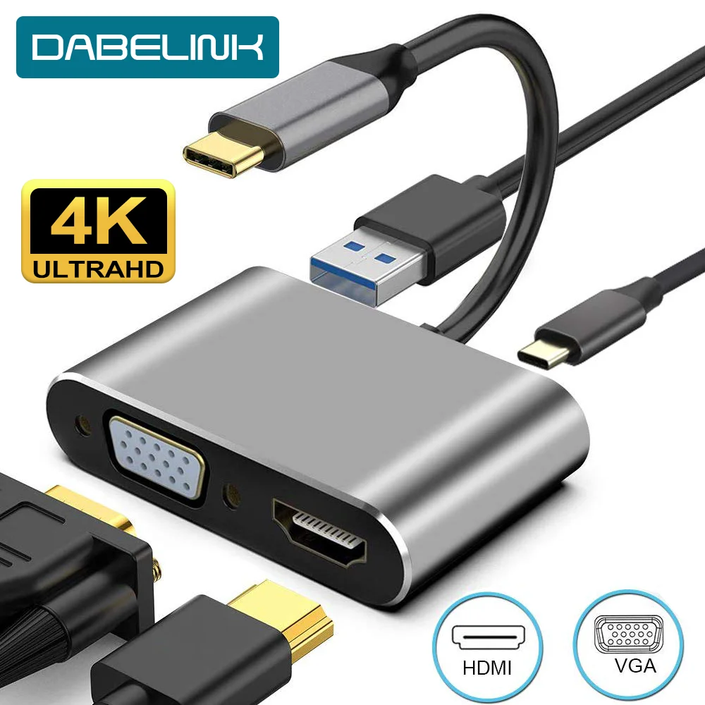 USB C HDMI концентратор 4K адаптер док станция 3 1 Тип к VGA PD конвертер Thunderbolt для MacBook Huawei