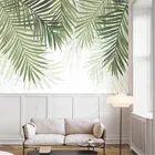 Настенные обои ручной росписи в скандинавском стиле, маленькие свежие обои для гостиной с пальмовыми листьями, тропическими растениями, задний фон для телевизора, домашний декор